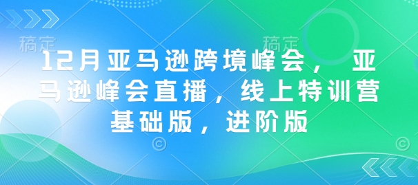 12月亚马逊跨境峰会， 亚马逊峰会直播，线上特训营基础版，进阶版-连烟牍库