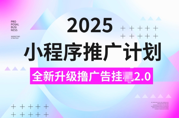 2025小程序推广计划，撸广告挂JI3.0玩法，日均5张【揭秘】-连烟牍库