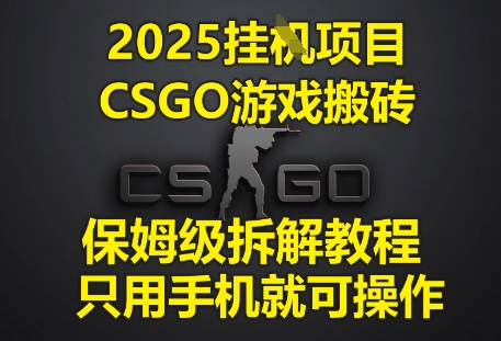 2025挂G项目，CSGO游戏搬砖，保姆级拆解教程，只用手机就可操作【揭秘】-连烟牍库