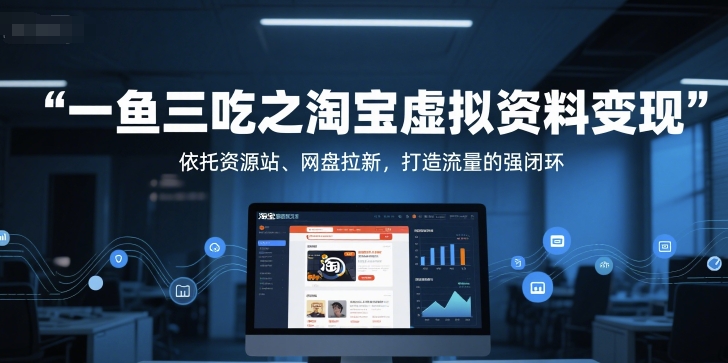 一鱼三吃之淘宝虚拟资料变现，依托资源站、网盘拉新，打造流量的强闭环-连烟牍库