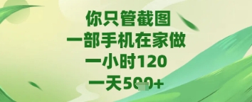 你只管截图，一部手机在家做，苹果安卓都可以，一天5张+【揭秘】-连烟牍库