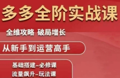 拼多多全阶实战课程，全维攻略，破局增长，从新手到运营高手-连烟牍库