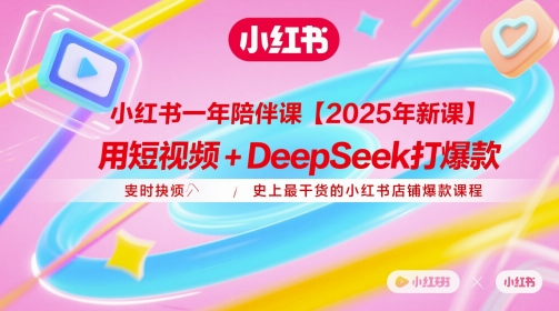 小红书一年陪伴课【2025年新课】，用短视频+deepSeek打爆款，史上最干货的小红书店铺爆款课程-连烟牍库