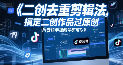 短视频二创去重剪辑法，搞定二创作品过原创，抖音快手视频号都可以-连烟牍库
