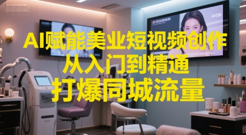 AI赋能美业短视频创作，从入门到精通，打爆同城流量，超级AI工具短视频实操落地-连烟牍库