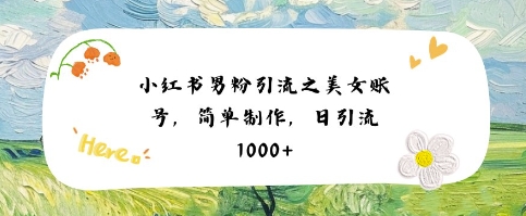 小红书男粉引流项目之美女账号6，简单制作，条条爆款原创，不违规-连烟牍库
