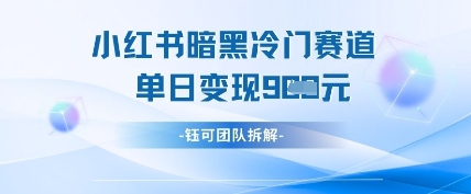 小红书冷门”暗黑”赛道，单日收益多张-连烟牍库