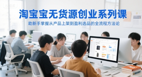 淘宝无货源创业系列课，助新手掌握从产品上架到盈利选品的全流程方法论-连烟牍库