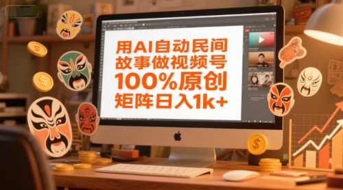 用AI自动民间故事做视频号，100%原创，矩阵日入1k+-连烟牍库