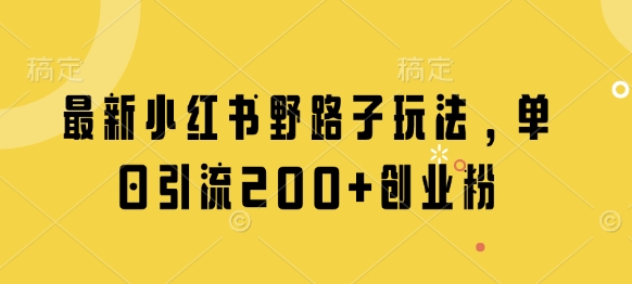 最新小红书野路子玩法，单日引流200+创业粉-连烟牍库