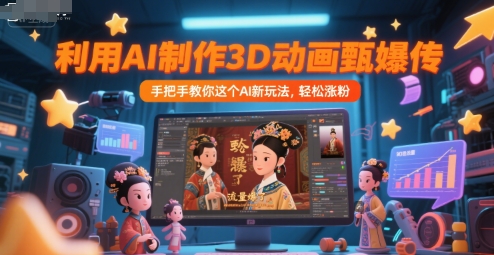 利用AI制作3D动画甄嬛传，流量爆了，手把手教你这个AI新玩法，轻松涨粉-连烟牍库
