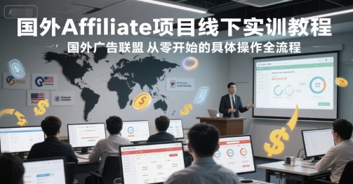 国外Affiliate项目线下实训教程，国外广告联盟从零开始的具体操作全流程-连烟牍库