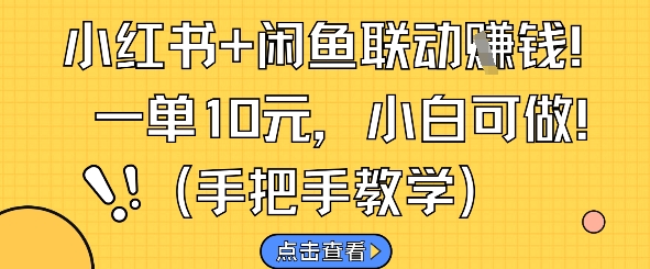 小红书+闲鱼联动挣钱，一单10元，小白可做-连烟牍库