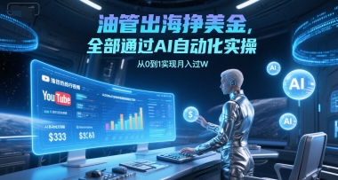 油管出海挣美金，全部通过AI自动化实操，从0到1实现月入过W-连烟牍库