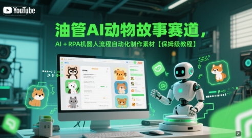 油管AI动物故事赛道，AI+RPA机器人流程自动化制作素材【保姆级教程】-连烟牍库