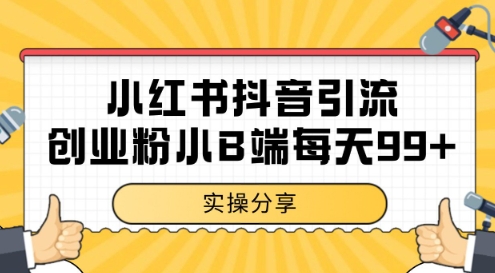 小红书抖音创业粉，小B端粉自热，日引99+的一个玩法【揭秘】-连烟牍库