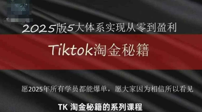 TikTok跨境2025淘金秘籍，​2025TikTok从0到盈利变现-连烟牍库