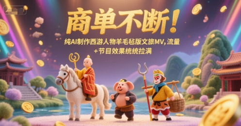 商单不断！纯AI制作西游人物羊毛毡版文旅MV，流量+节目效果统统拉满-连烟牍库