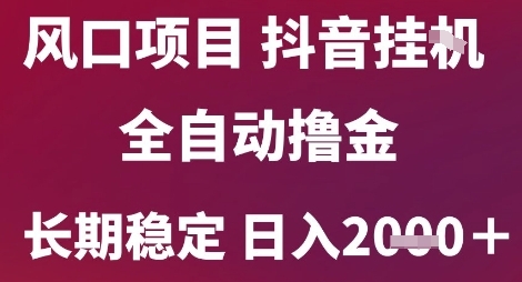 风口项目，六月最新玩法抖音无人挂G，全自动撸金，长期稳定 日入2k+【揭秘】-连烟牍库