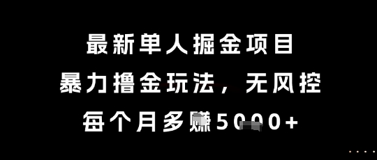 最新单人掘金项目，暴力撸金玩法，无风控，每个月多挣5k+【揭秘】-连烟牍库