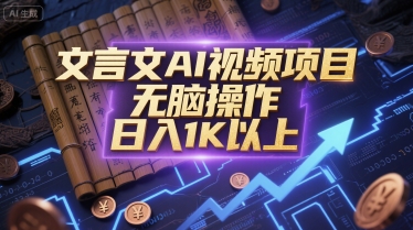 文言文AI视频项目，无脑操作，日入1K以上-连烟牍库