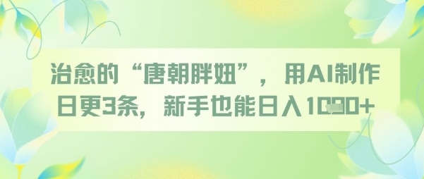 治愈的“唐朝胖妞”，用AI制作日更3条，新手也能日入多张-连烟牍库