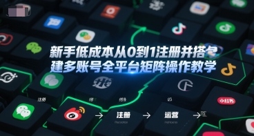 新手低成本从0到1注册并搭建多账号全平台矩阵操作教学，手机号-邮箱-IP-工具-连烟牍库
