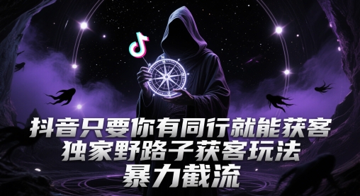 抖音只要你有同行就能获客，独家野路子获客玩法，暴力截流【揭秘】-连烟牍库