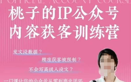 桃子IP公众号内容获客训练营(第3期)，一门让你公众号从0到商业闭环的课程-连烟牍库