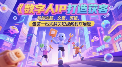 数字人IP打造获客变现实操课，智能选题、文案、剪辑、包装一站式解决短视频创作难题-连烟牍库