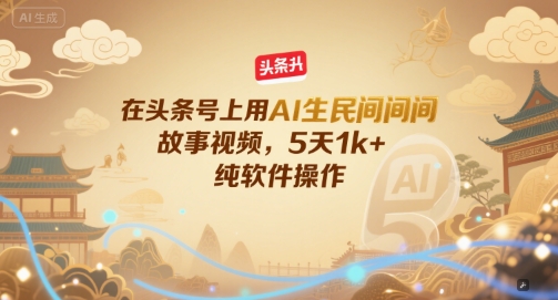 在头条号上用AI生民间故事视频，5天1k+，纯软件操作-连烟牍库