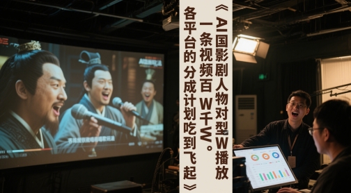 AI三国影视剧人物对口型唱歌玩法，一条视频百W千W播放，各平台的分成计划吃到飞起-连烟牍库