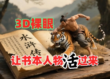 书本人物裸眼3D视频，新的玩法，流量超猛，保姆级教程-连烟牍库