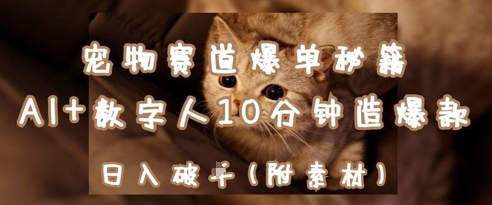 宠物赛道爆单秘籍：AI+数字人10分钟造爆款，日入1k-连烟牍库