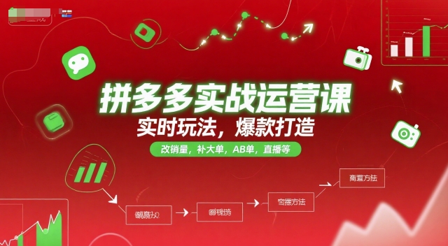 拼多多实战运营课，实时玩法，爆款打造，改销量，补大单，AB单，直播等（更新2025月）-连烟牍库