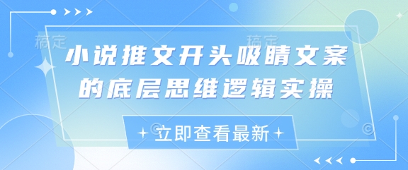 小说推文开头吸睛文案的底层思维逻辑实操-连烟牍库