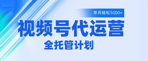 视频号代运营2.0，全程托管招募，单月轻松变现5k【揭秘】-连烟牍库