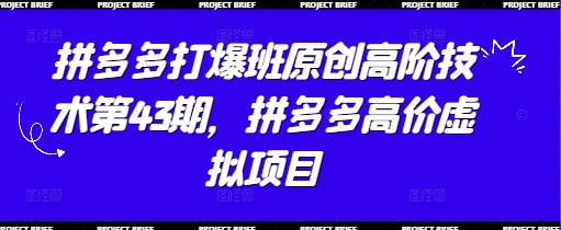拼多多打爆班原创高阶技术第43期，拼多多高价虚拟项目-连烟牍库