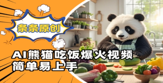 Ai熊猫吃饭爆火视频，条条原创，简单易上手-连烟牍库