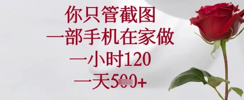 你只管截图，一部手机在家可以做，一小时120.一天5张+【揭秘】-连烟牍库