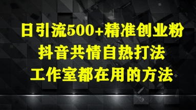 日引流500+精准创业粉，抖音共情自热打法，工作室都在用的方法-连烟牍库