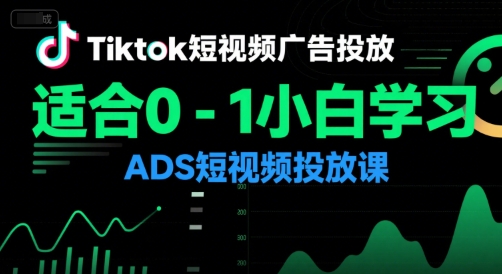 Tiktok短视频广告投放，适合0-1小白学习ADS短视频投放课-连烟牍库