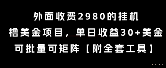 外面收费2980的挂G撸美金项目，单日收益30+美金，可批量可矩阵【揭秘】-连烟牍库