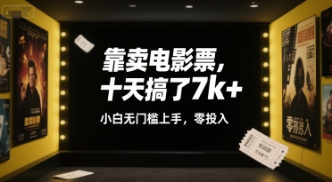 靠卖电影票，十天搞了7k+，小白无门槛上手，零投入【揭秘】-连烟牍库