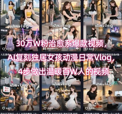 30万W粉治愈系爆款视频，AI复刻独居女孩动漫日常Vlog，4步做出温暖百W人的视频-连烟牍库