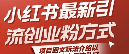 小红书最新引流创业粉方式，项目图文玩法介绍以及如何安全倒流私域-连烟牍库