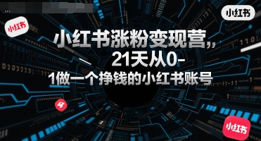 小红书涨粉变现营，21天从0-1做一个挣钱的小红书账号-连烟牍库