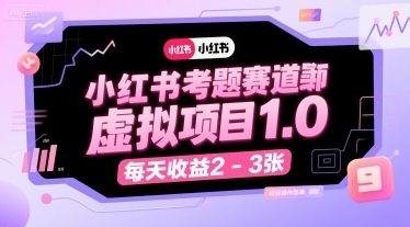 小红书考题赛道虚拟项目1.0，项目操作简单，每天收益2-3张-连烟牍库