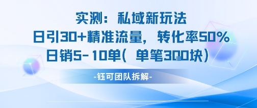 实测私域新玩法日引30加精准流量转化率50%日销5-10单每笔3张-连烟牍库