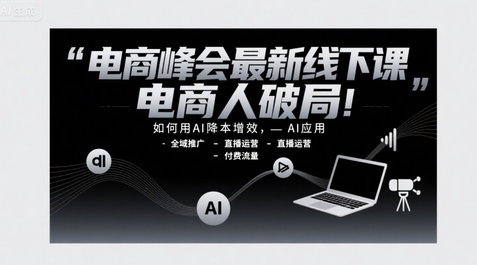 电商峰会最新线下课，电商人破局，如何用AI降本增效，AI应用-全域推广-直播运营-付费流量-连烟牍库
